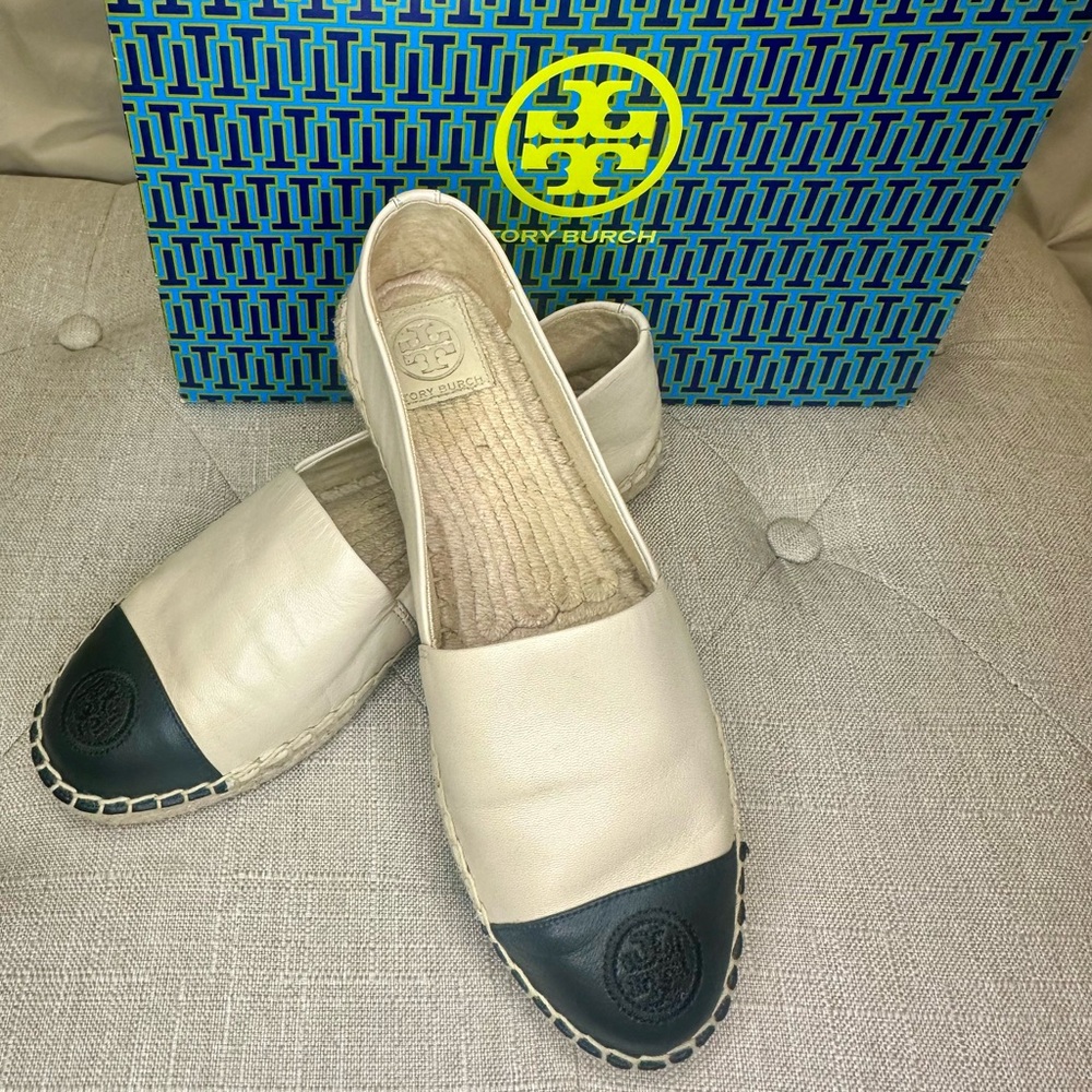 🥿✨Tory Burch Cap-Toe Espadrille Flat Size 7 🆓 FREE SHIPPING
